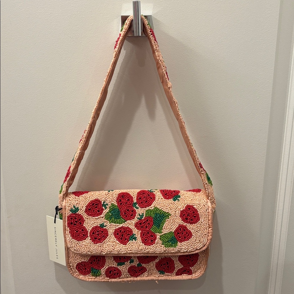 NWT Sincerely Jules beaded Strawberry Shoulder Bag